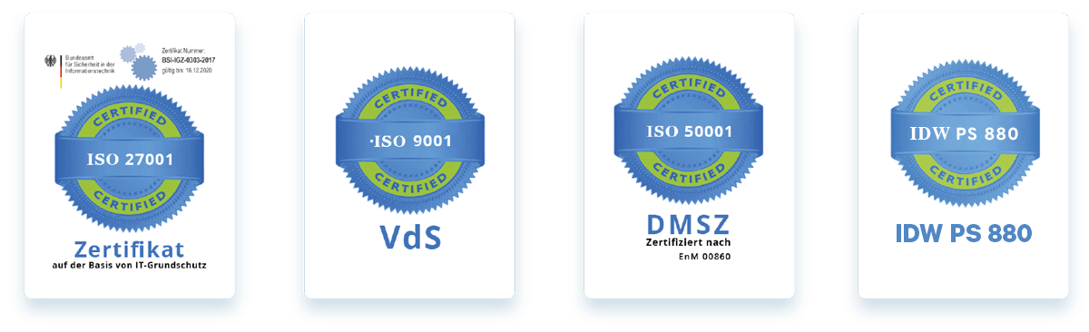 ISO27001, ISO 9001, ISO 50001 Certificates